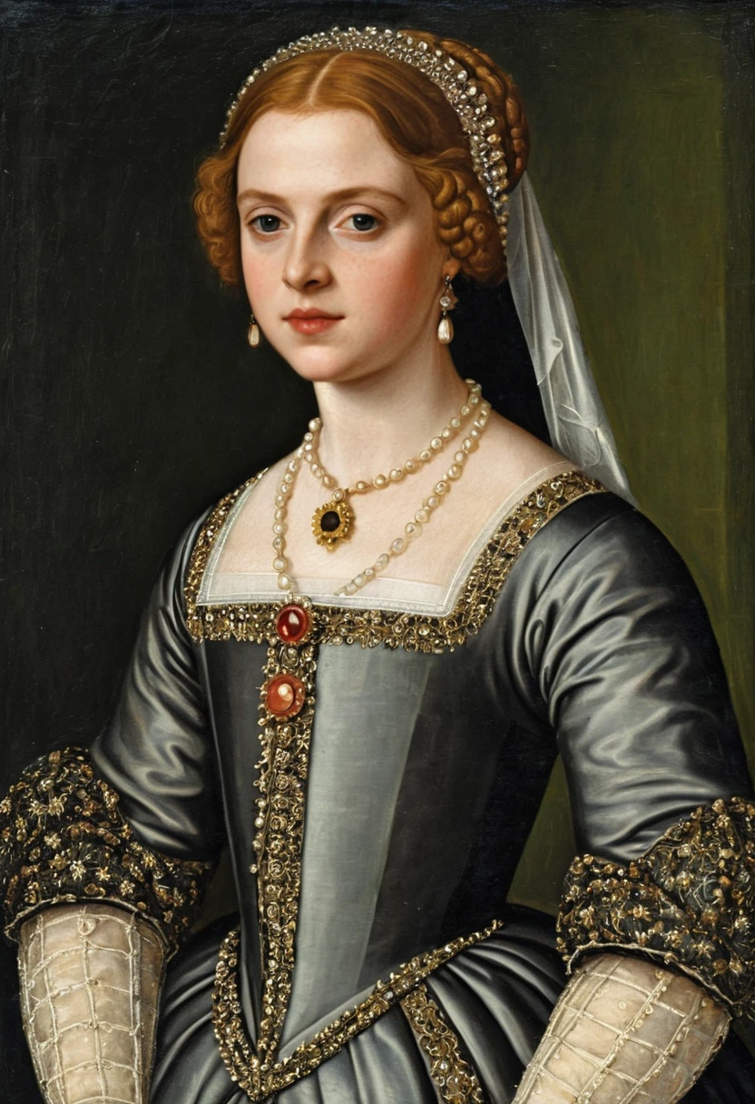 Young English countess in a classic renaissance portrait