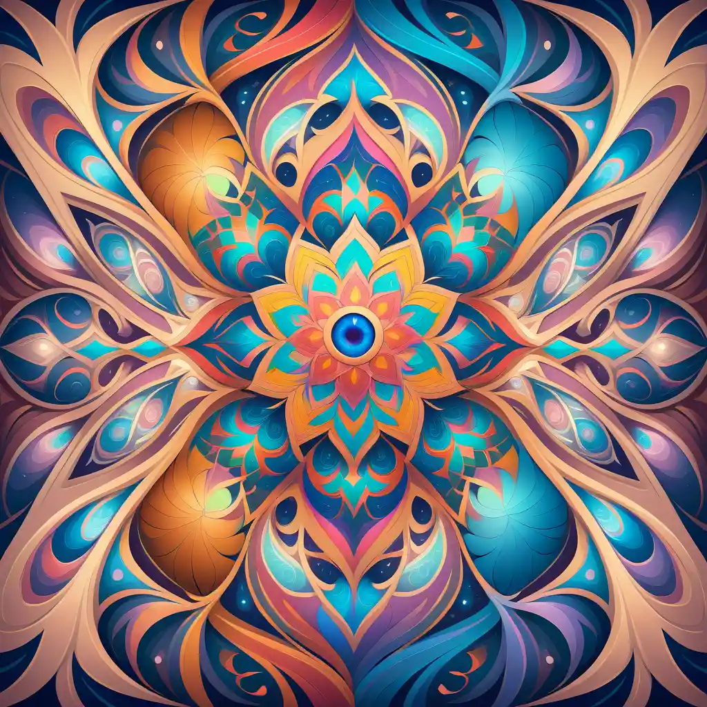 Coloridos patrones fractales abstractos con intrincadas formas geométricas