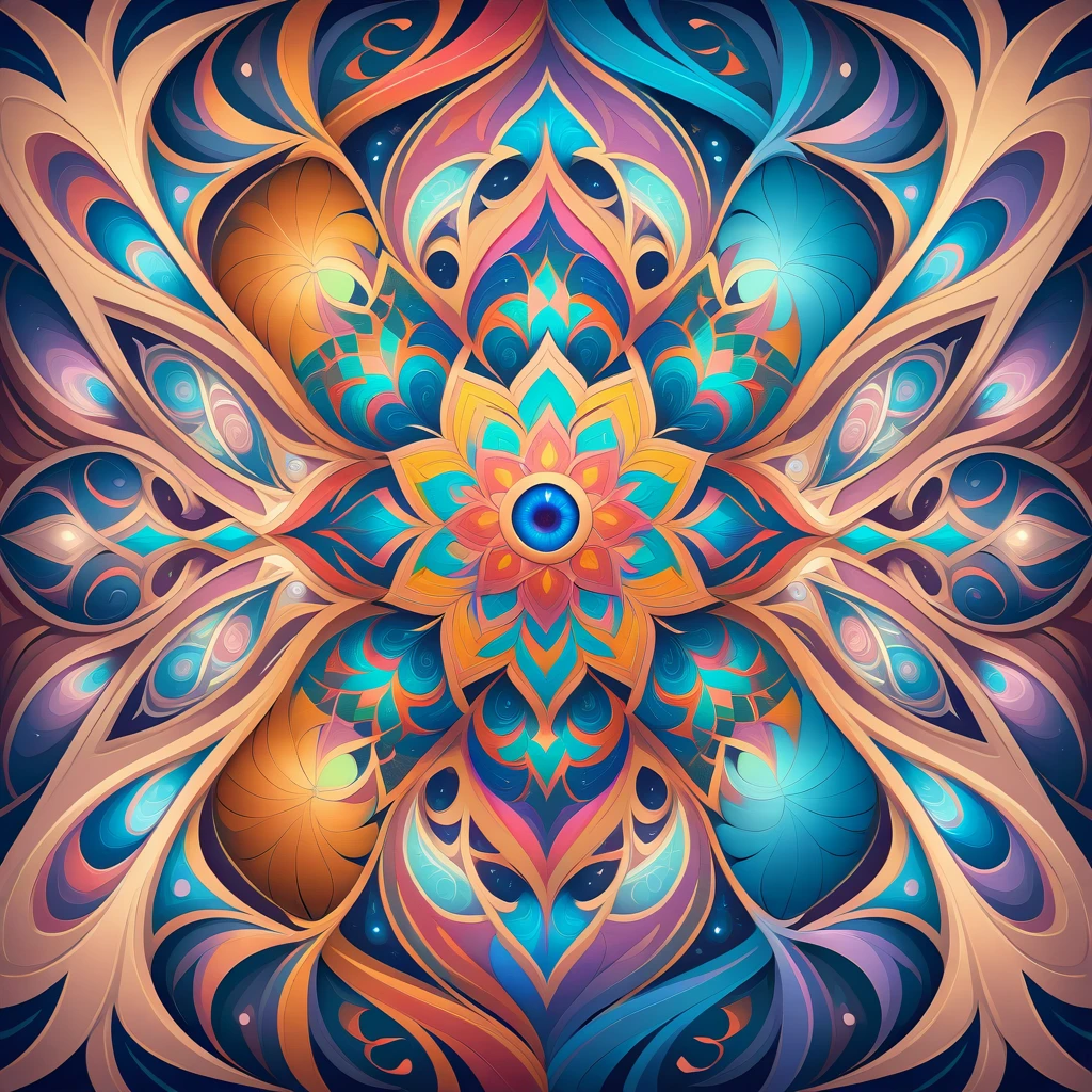 Coloridos patrones fractales abstractos con intrincadas formas geométricas