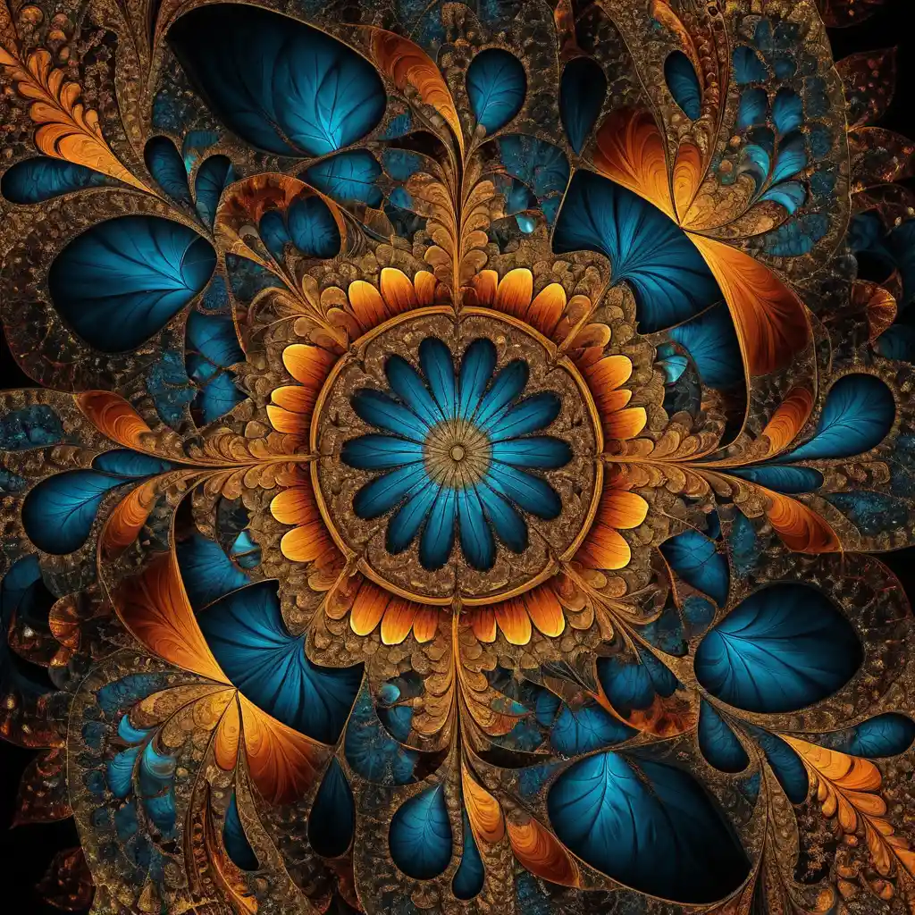 Design fractal geométrico vibrante com padrões repetitivos intrincados