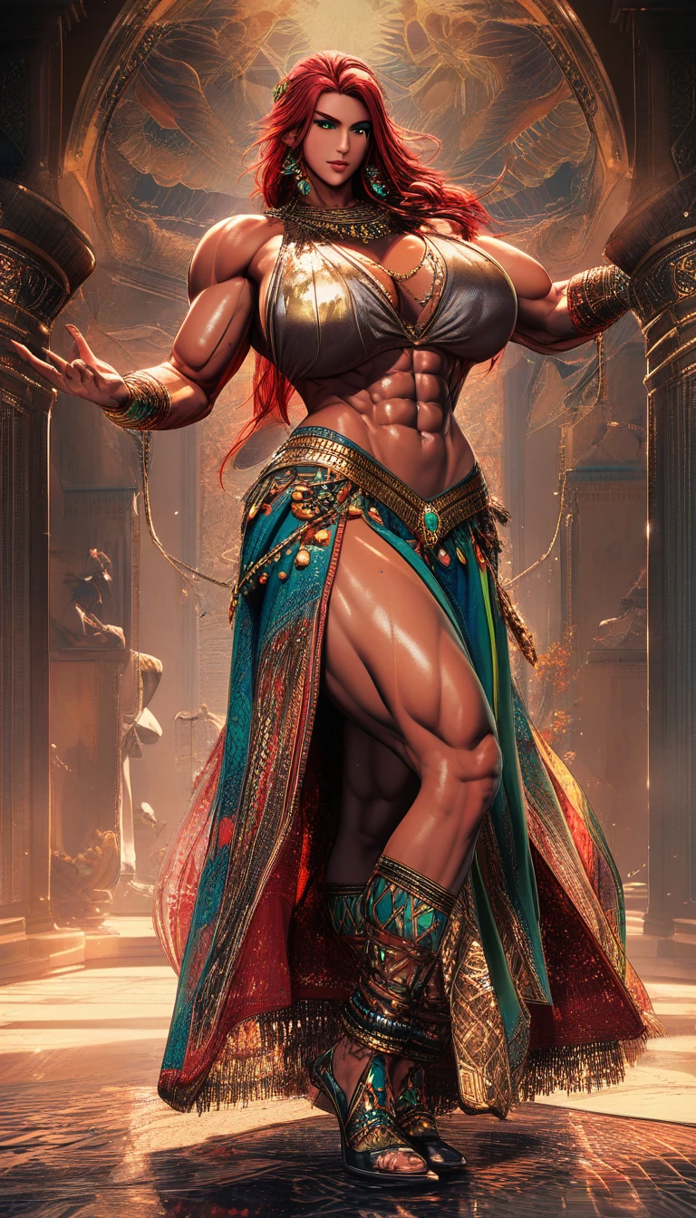 Mythic amazon warrior woman dancing in ornate harem attire