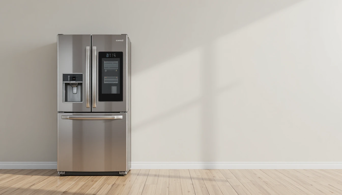 Modern home appliances on split studio background