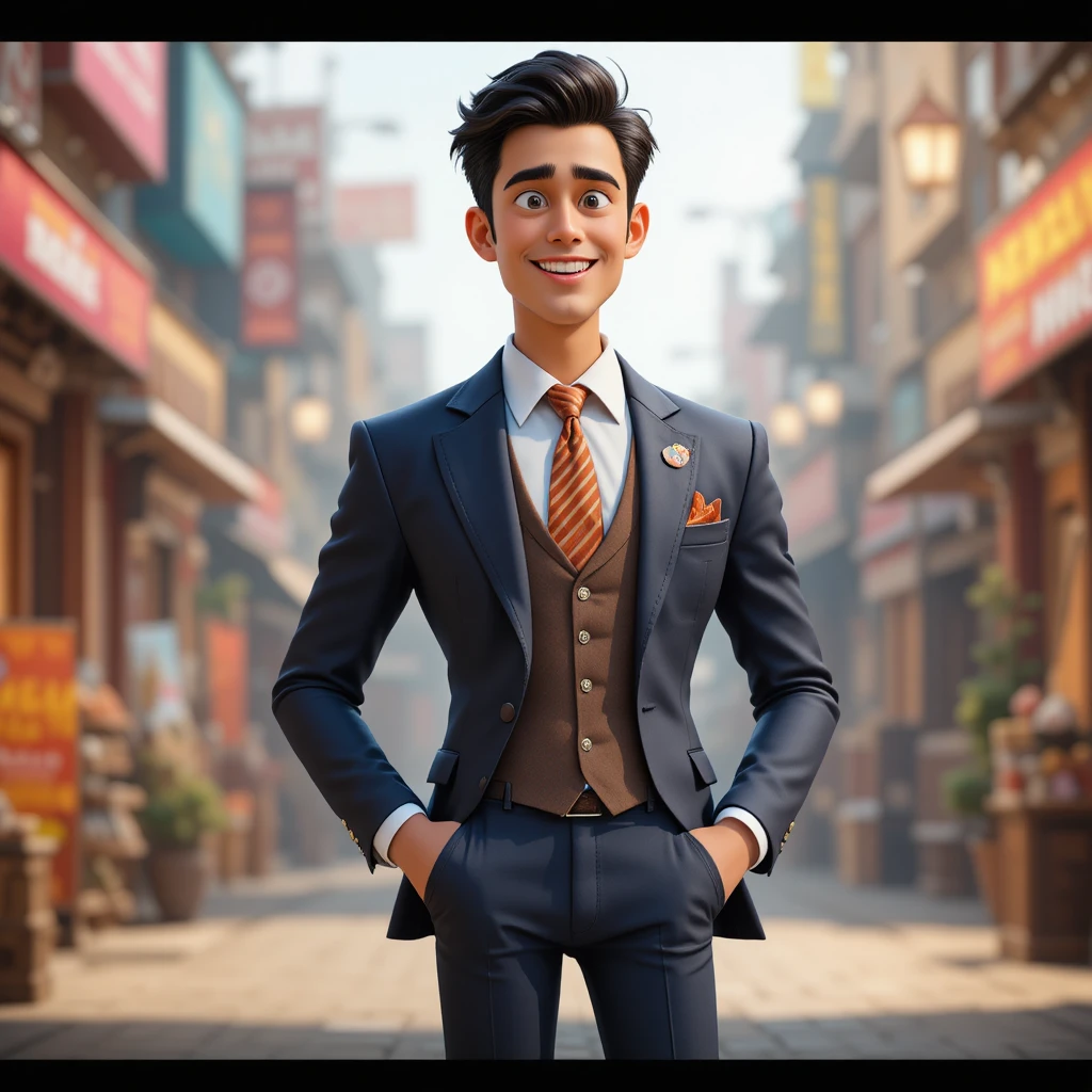 Stylish monkey in a pant suit at an Indian street market