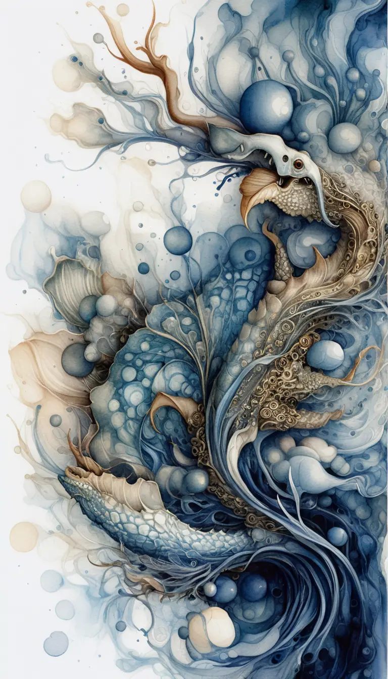 Majestic blue dragon head close up on white background