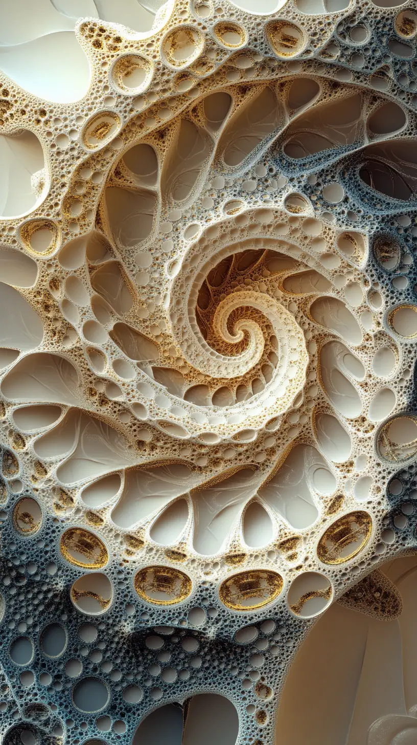 Complexo padrão fractal 3D com esferas metálicas cravejadas de joias
