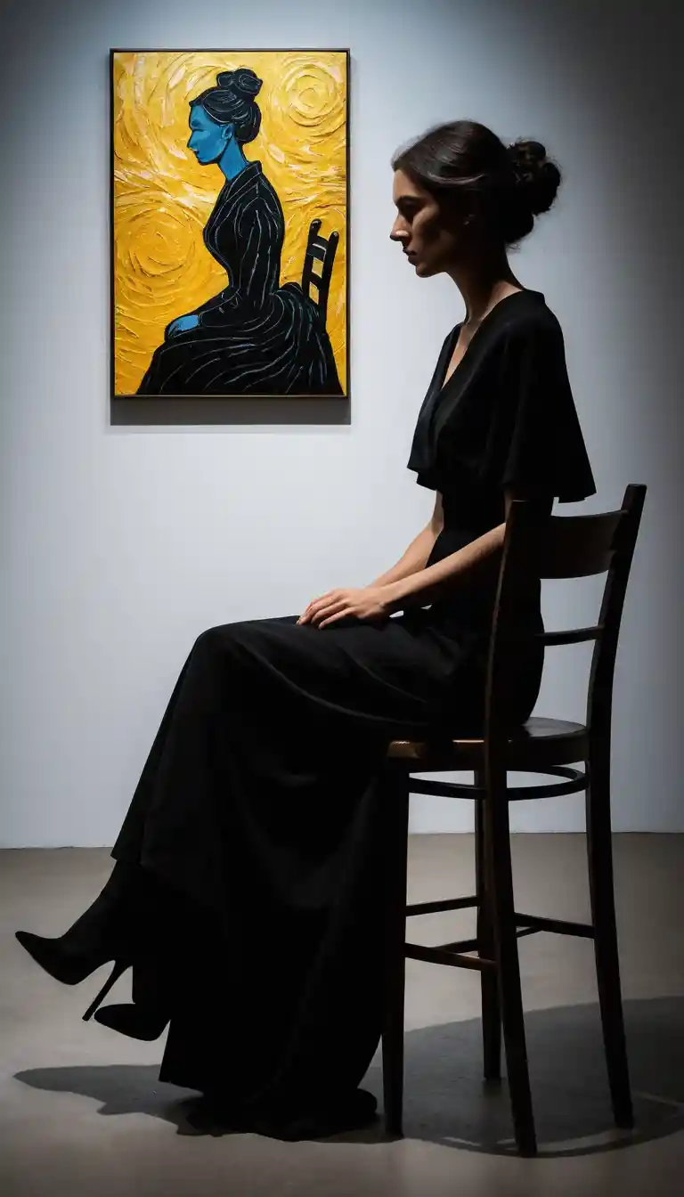Sensual female silhouette on acrylic chair in bright minimalist room