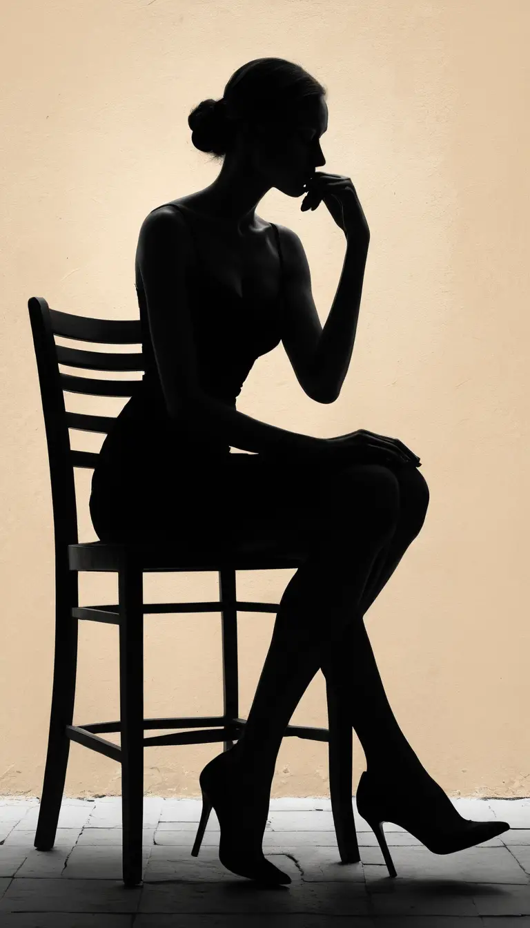 Sensual female silhouette on acrylic chair in bright room