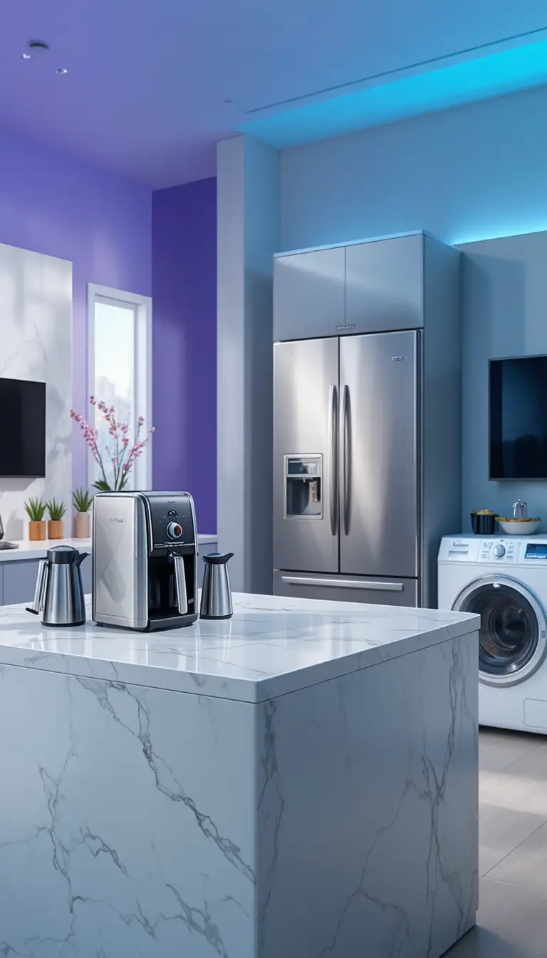 Elettrodomestici da cucina moderni in layout di hero banner ecommerce