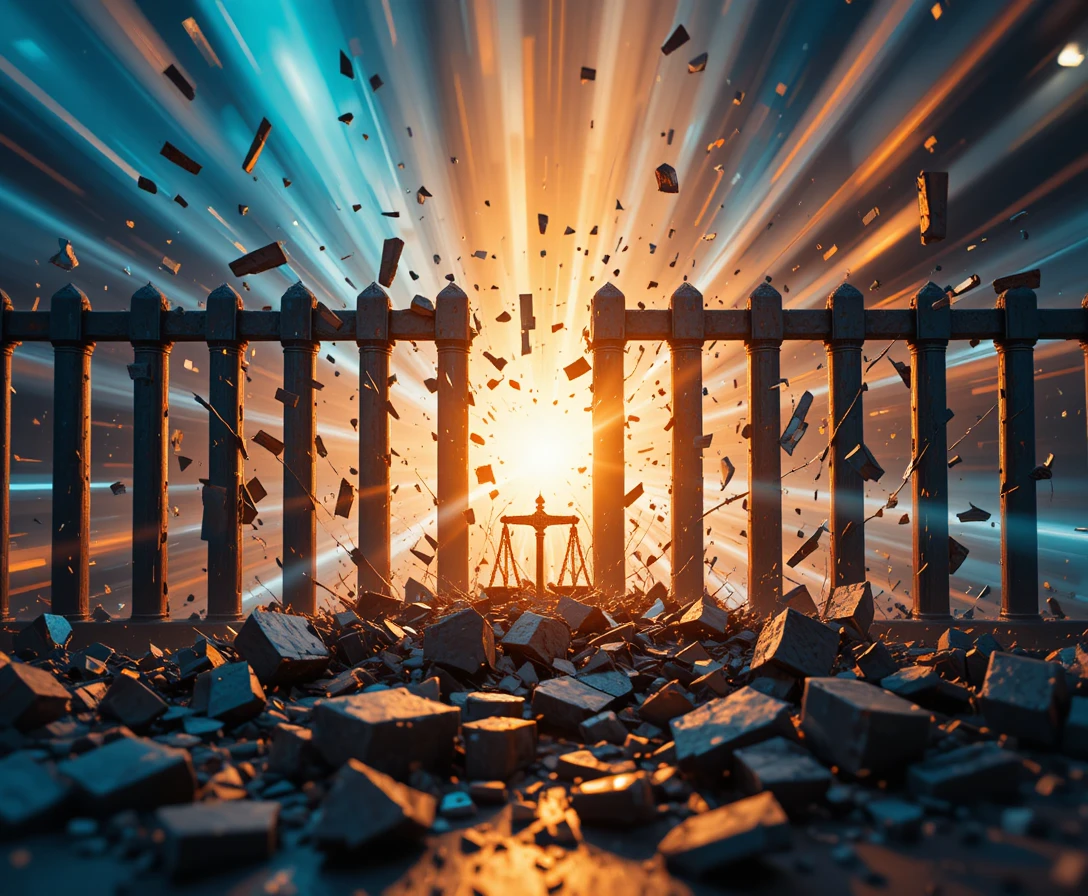 Abstract Legal Barriers Shattering In Conceptual Photography