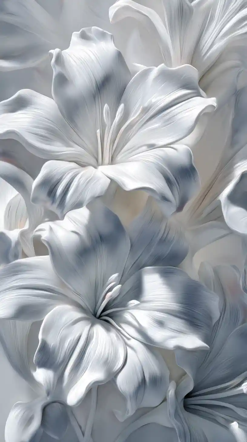 White marble floral relief with dramatic lighting