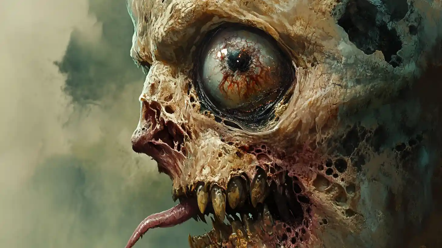 Rostro de monstruo grotesco de perfil con lengua bífida
