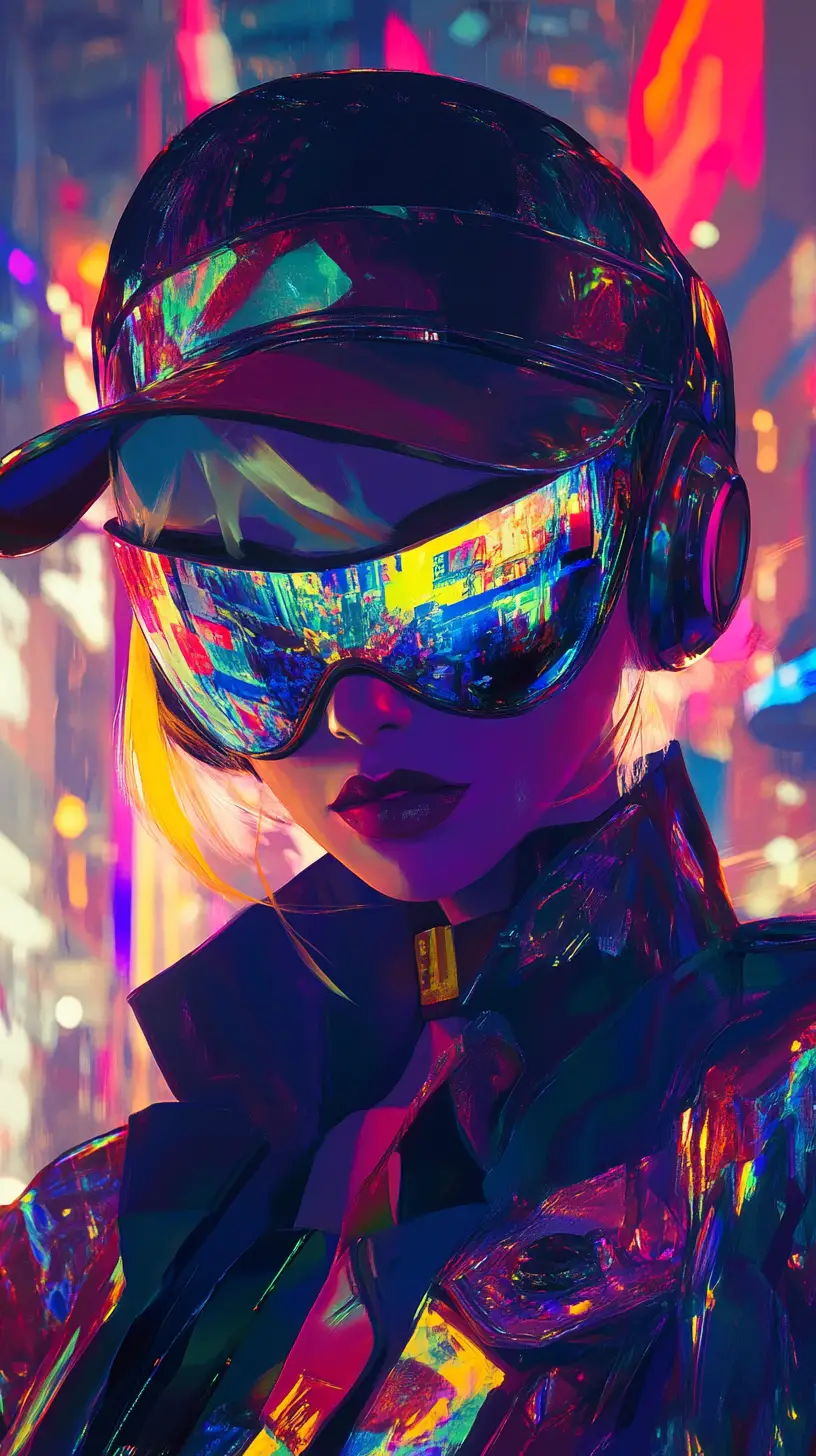 Masked female agent in a glamorous spying fantasy scene