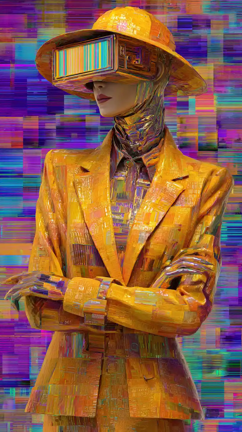 Mysterious gadget woman in mask and glamorous outfit