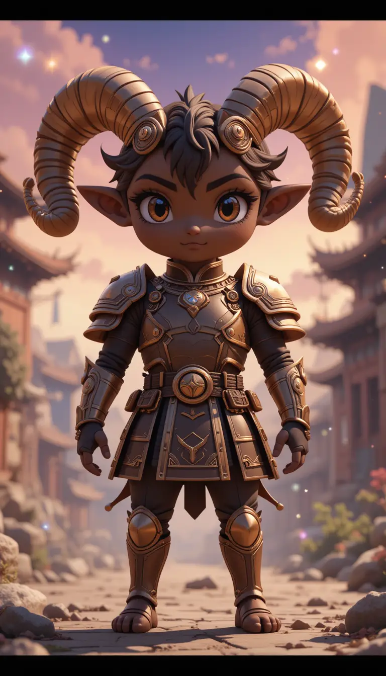 Gros plan sur un bélier guerrier anthropomorphe en armure