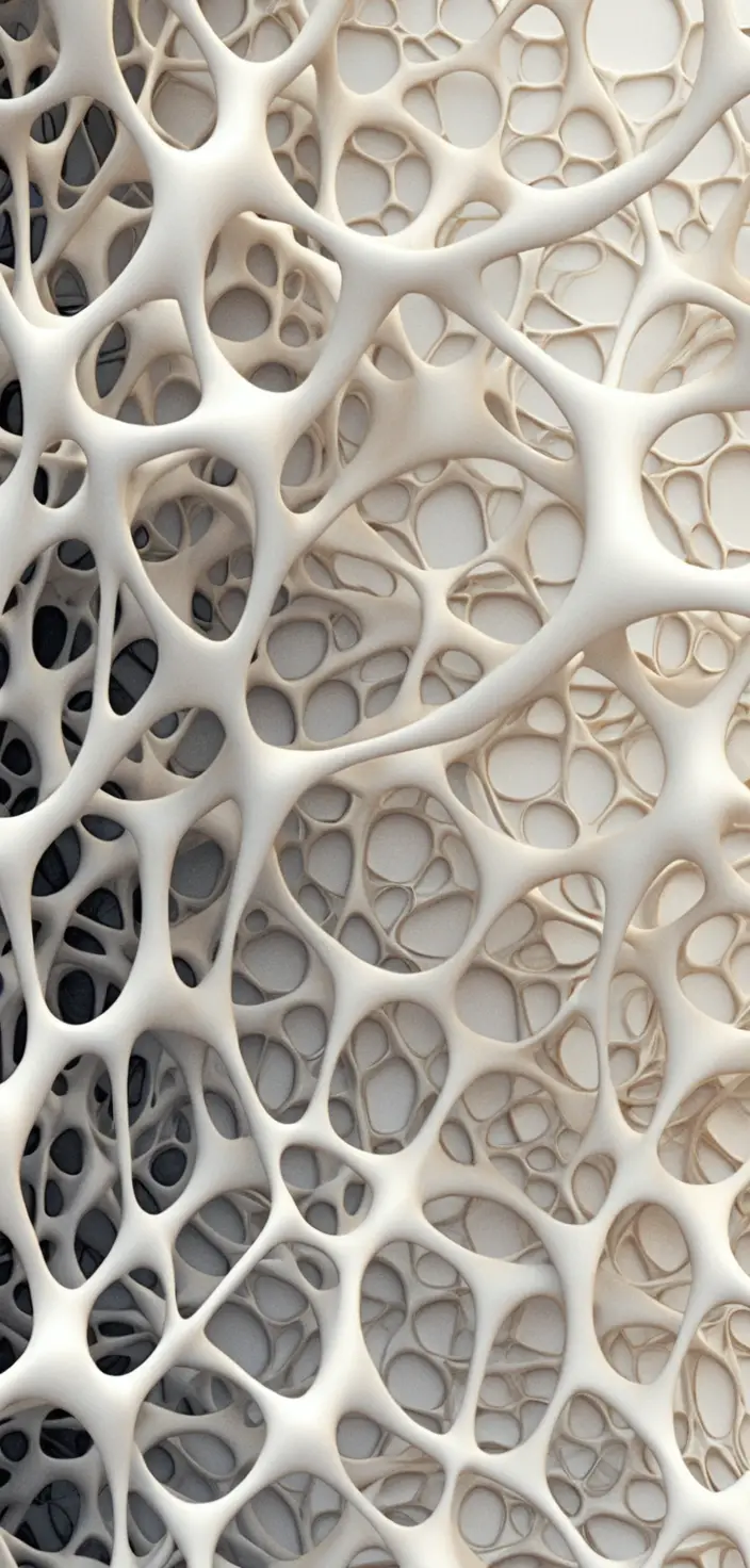 Scultura cellulare organica bianca in rendering 3D astratto