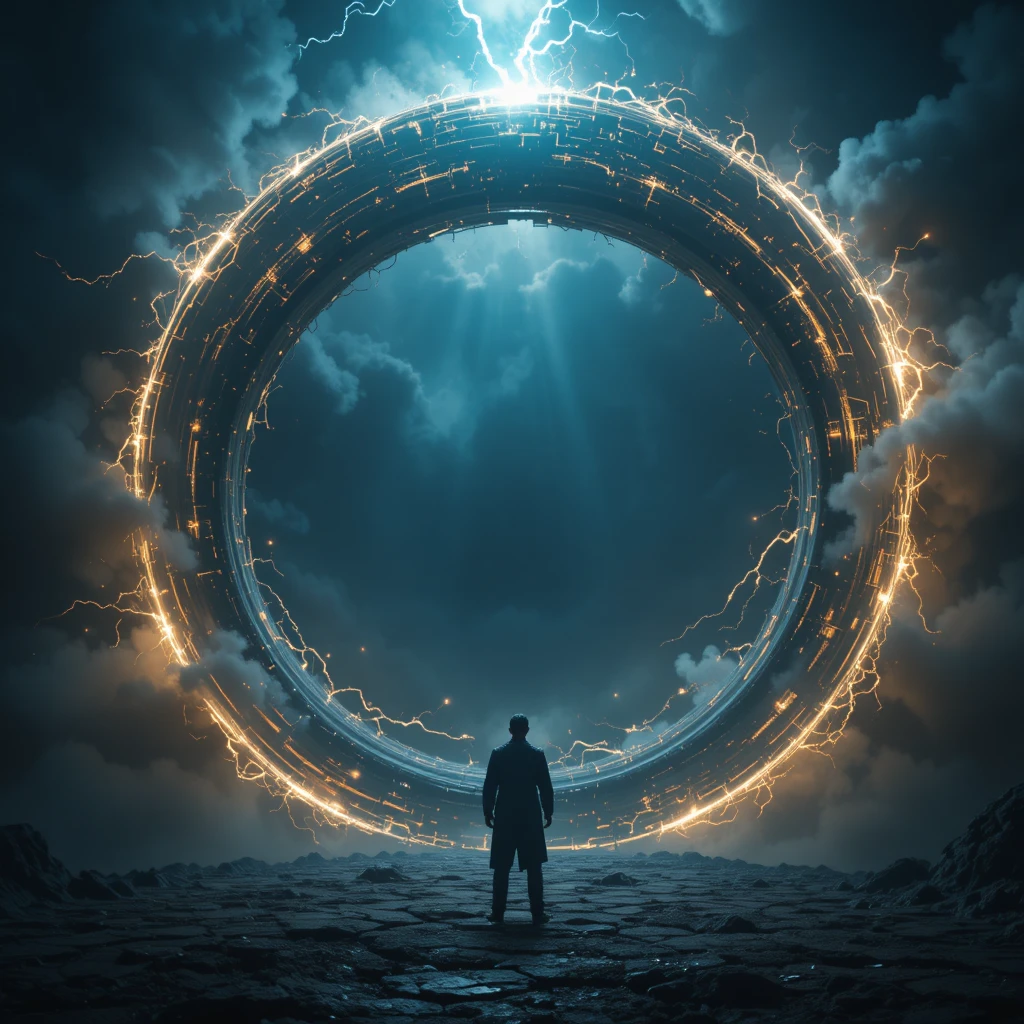 Enorme portal dimensional que se abre en un oscuro reino espiritual