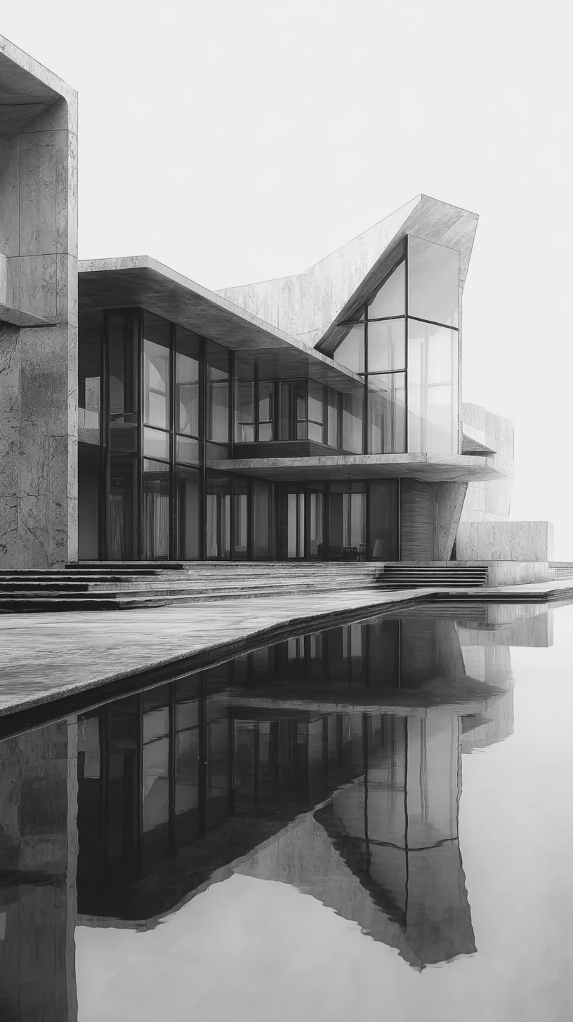 Futuristic Glass House With Strong Geometric Water Inspired Design