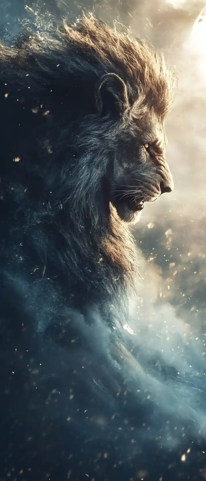 Human transforming into wild beast in misty forest