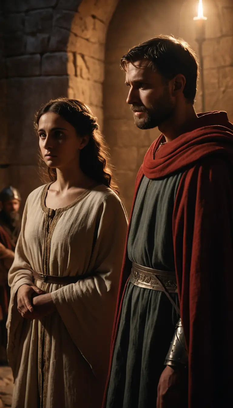 San Valentín protegiendo a una joven pareja en una cámara romana