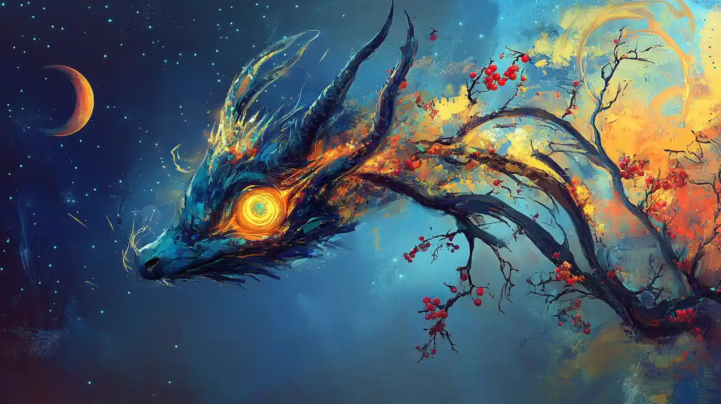 Surreal Baby Dragon Dissolving Into Abstract Geometric Forms