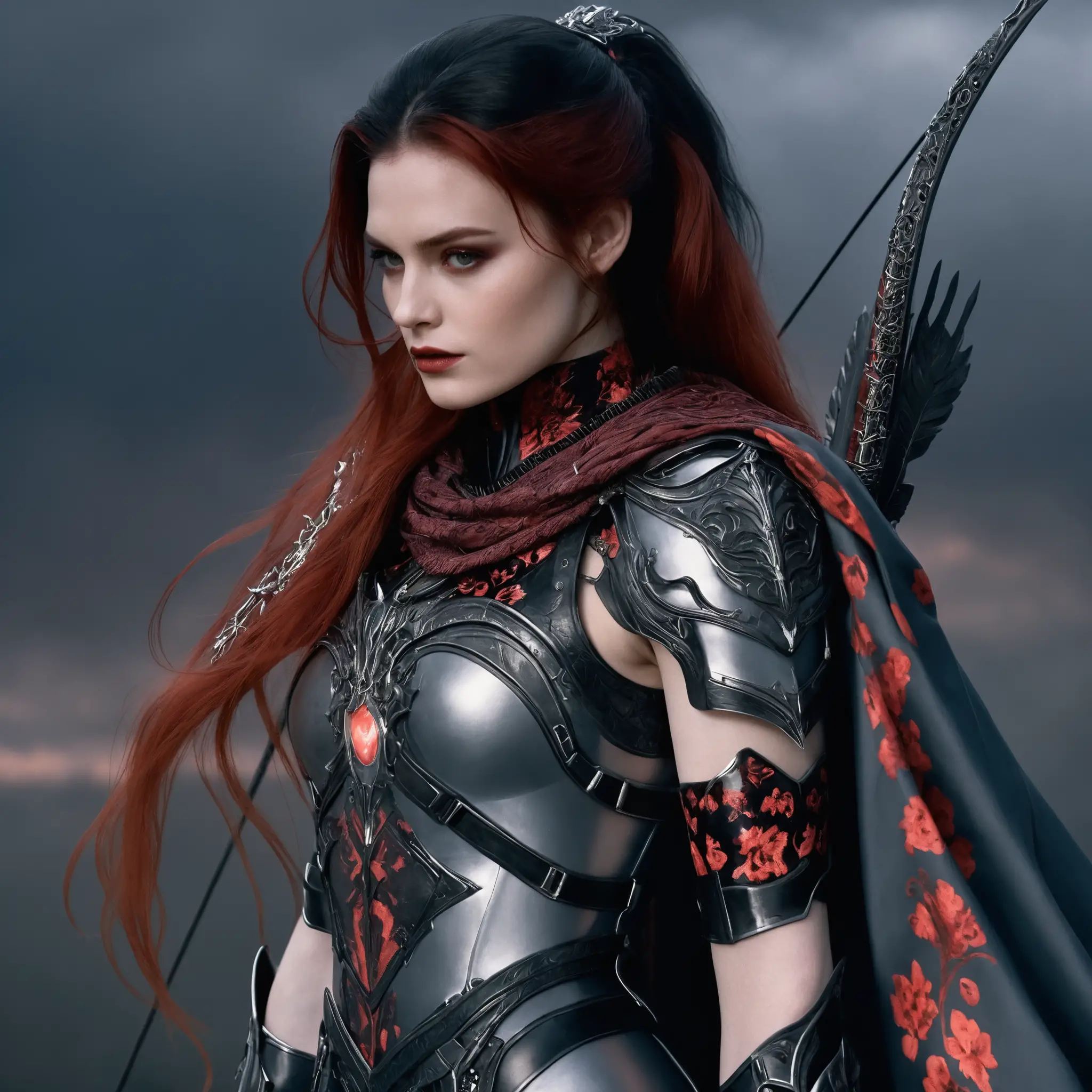Eerie full body woman in dark gothic fantasy moonlight