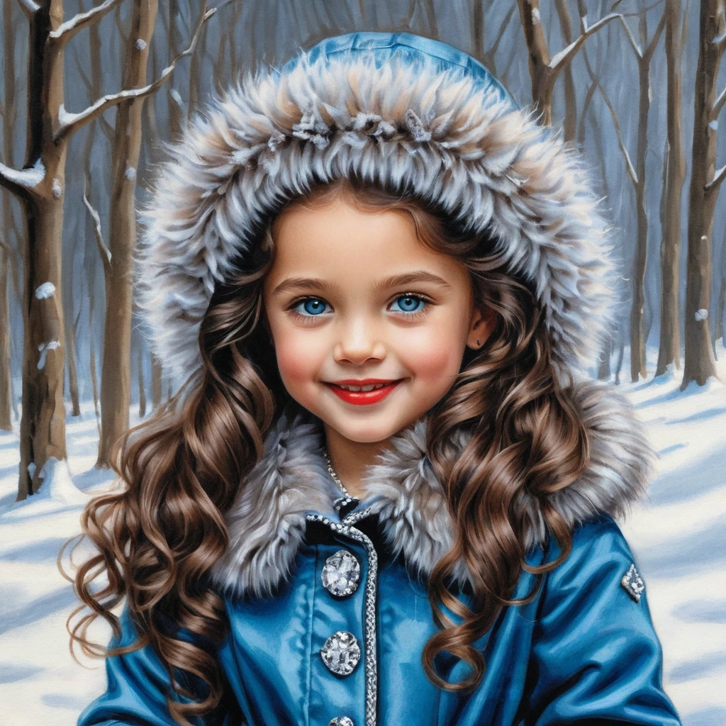 Niña sonriente de invierno con cachorro y abrigo de peluche