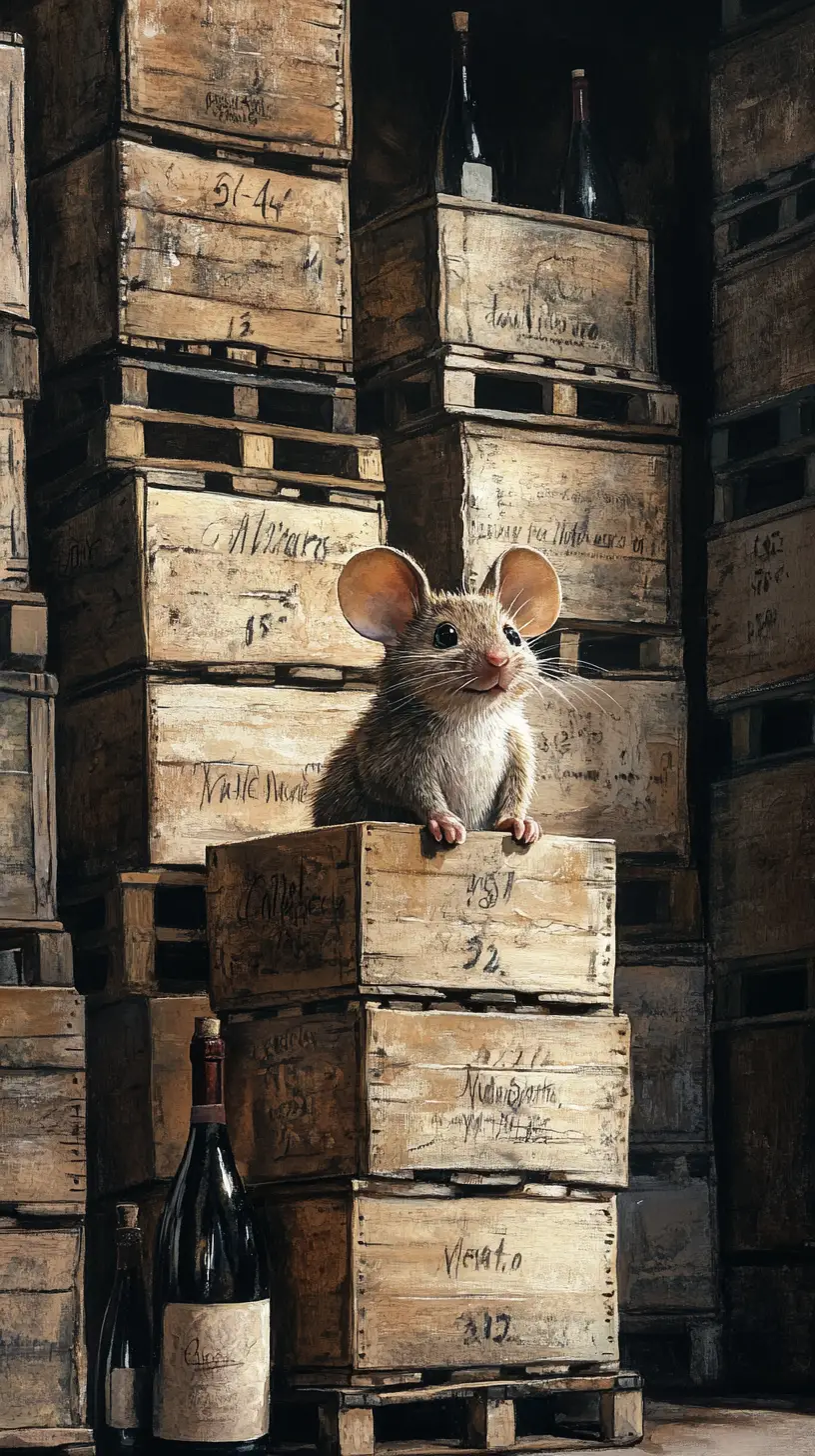 Watercolor mouse enjoying a playful wine tasting scene
