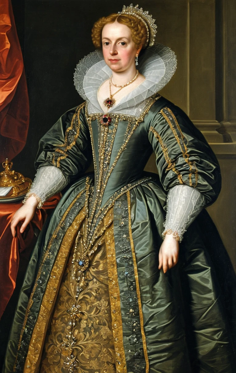 Seventeenth century countess in baroque portrait with rich sleeves