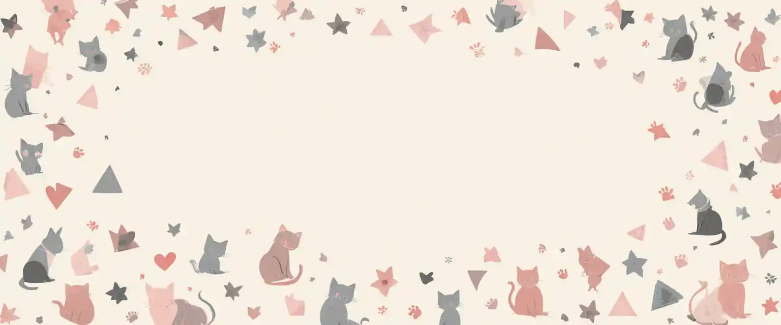 Banner minimalista a tema gatto con icone geometriche delicate