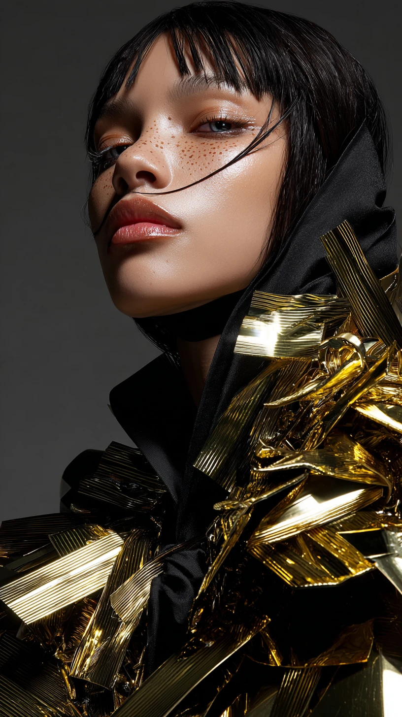 Sci fi Arabian warrior woman in golden armor