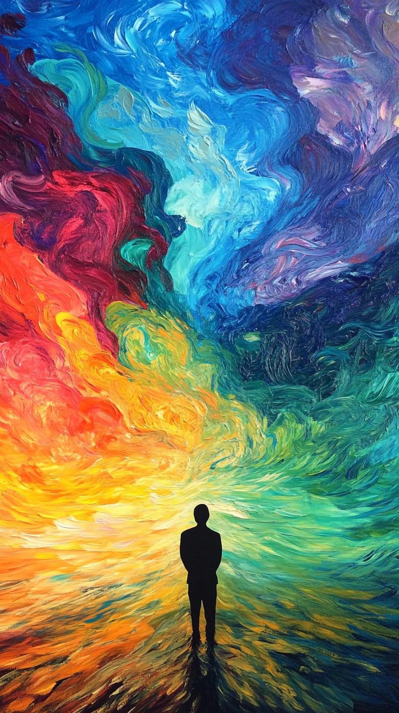 Silhouette Contro Onde Colorate Crescenti di Tranquilla Energia Oceanica
