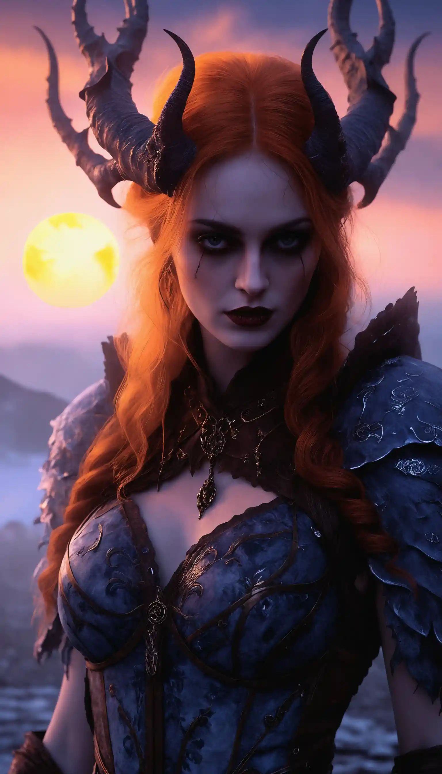 Cinematic full body portrait of a dark fantasy woman