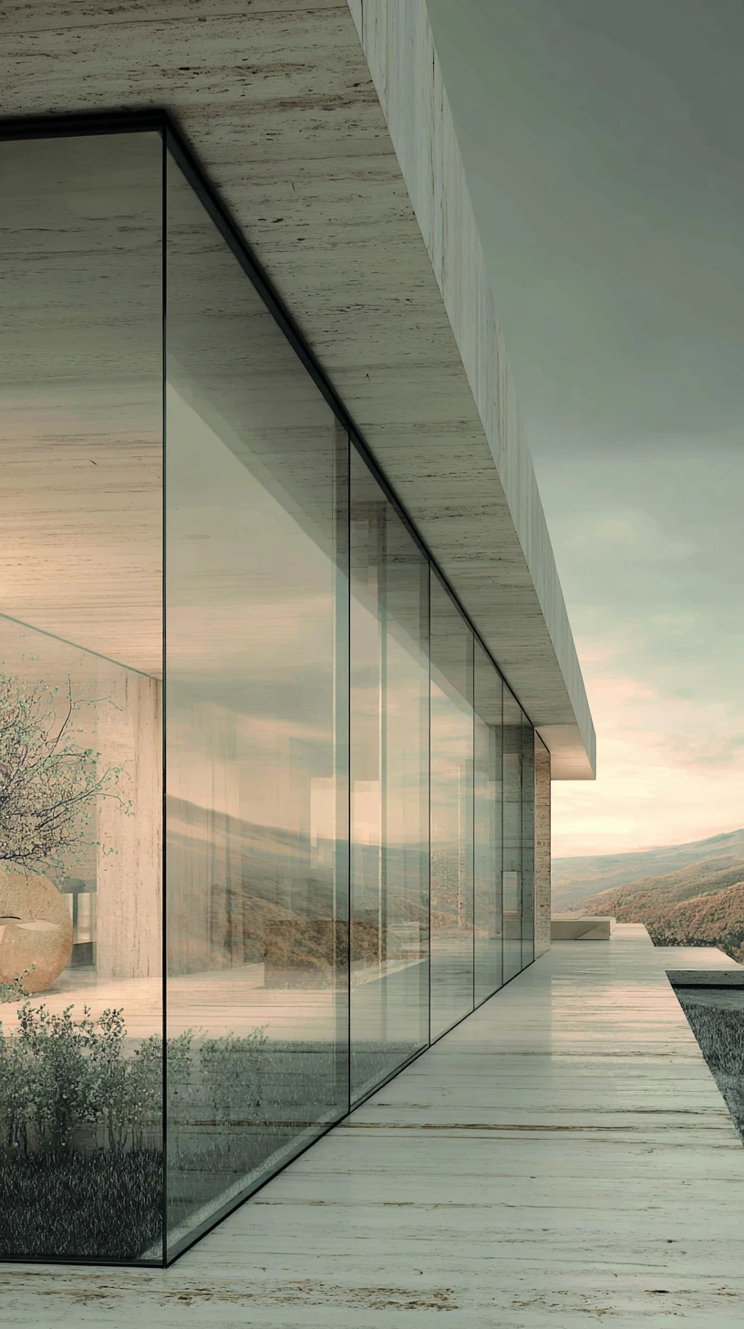 Arquitectura moderna serena con líneas puras y espacio abierto