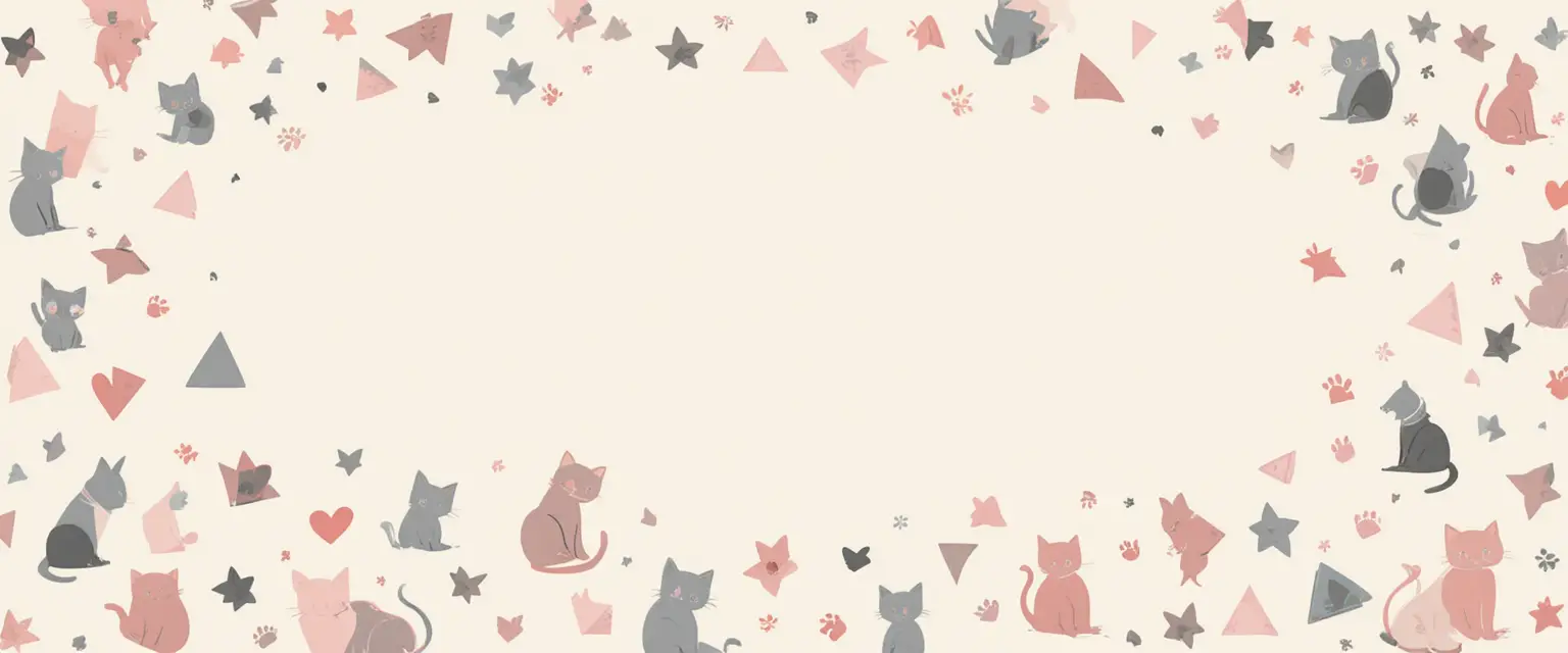 Banner minimalista a tema gatto con icone geometriche delicate