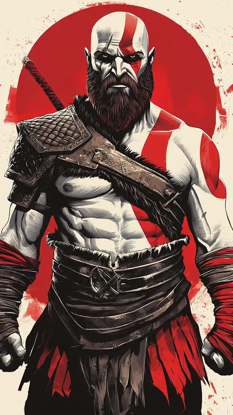 Guerrero con cel shading posando en ilustración de tinta audaz