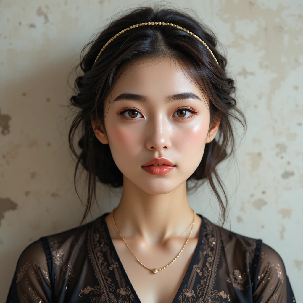 Young Asian woman portrait with soft warm lighting