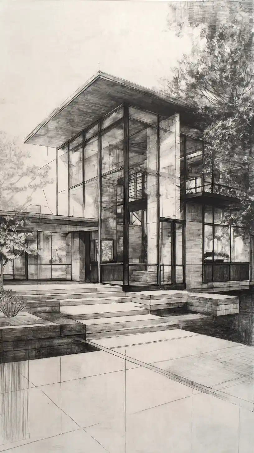 Architettura moderna in quieto equilibrio con il paesaggio aperto