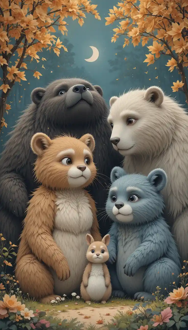 Four bears sharing gentle adventures across the seasons