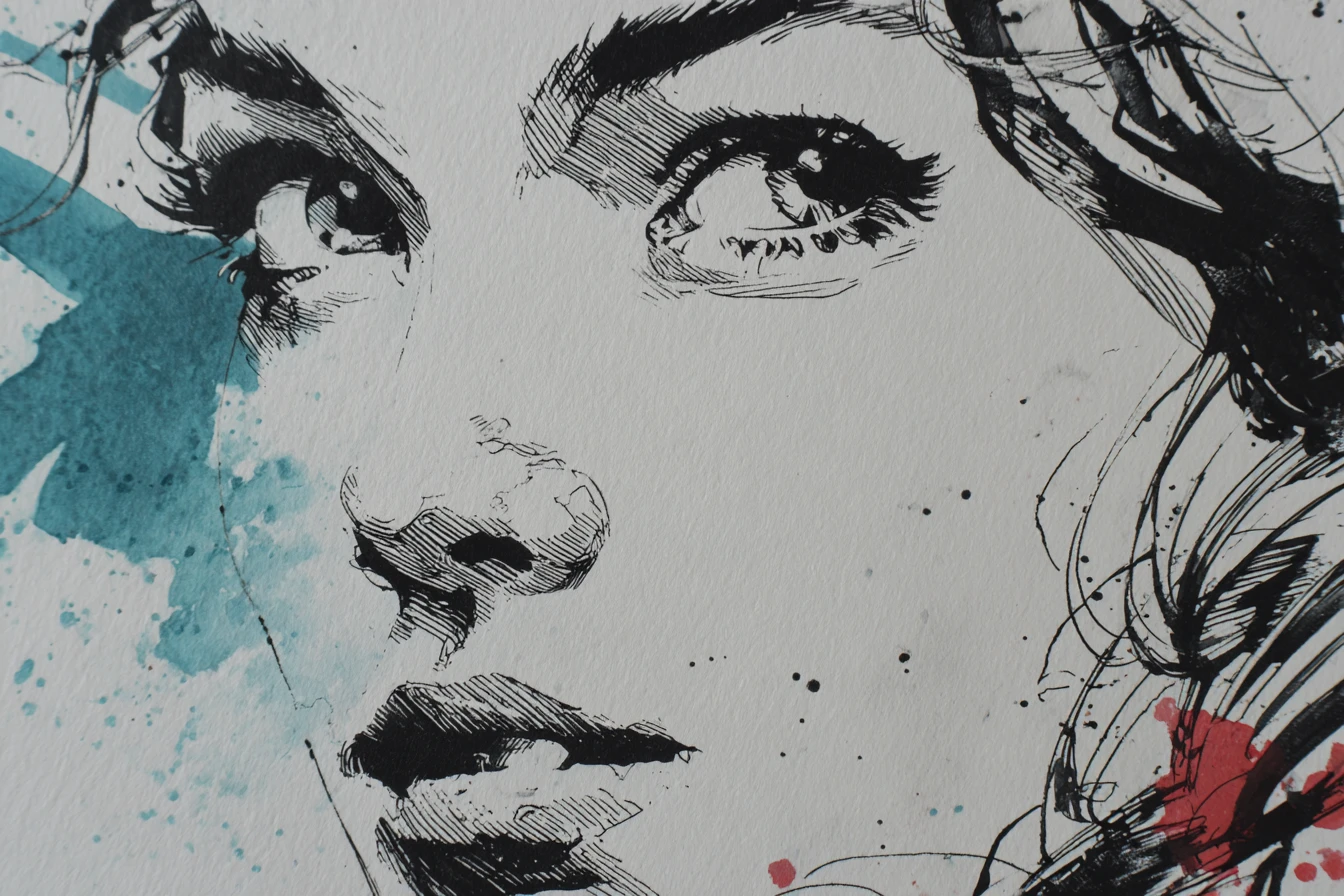 Close up of a sad woman staring over distant water