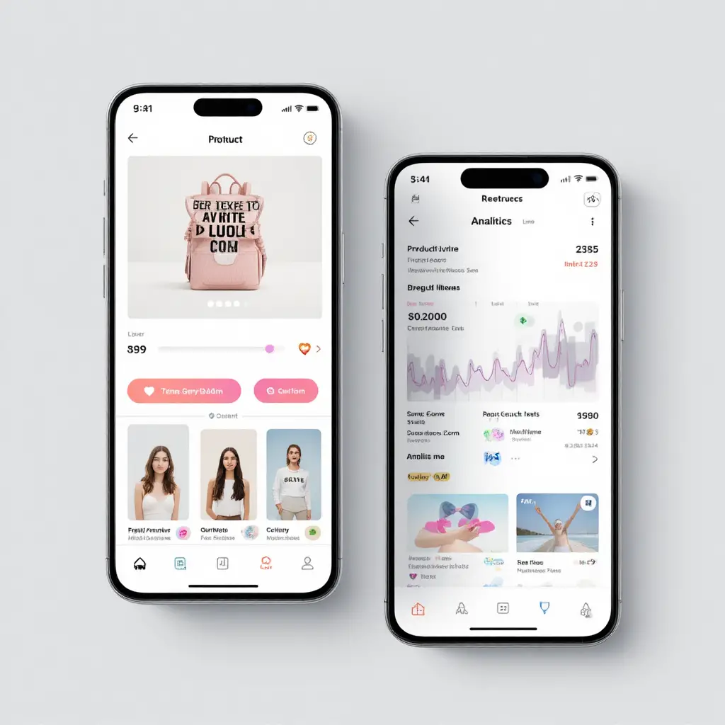 Modern social media affiliate marketing mobile app interface