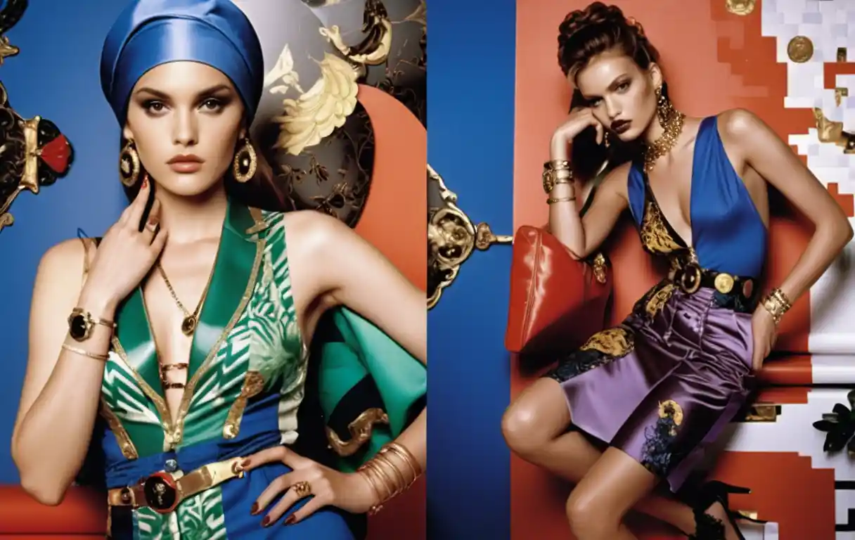 Modelos femininas em campanha minimalista de alta moda dos anos 2000