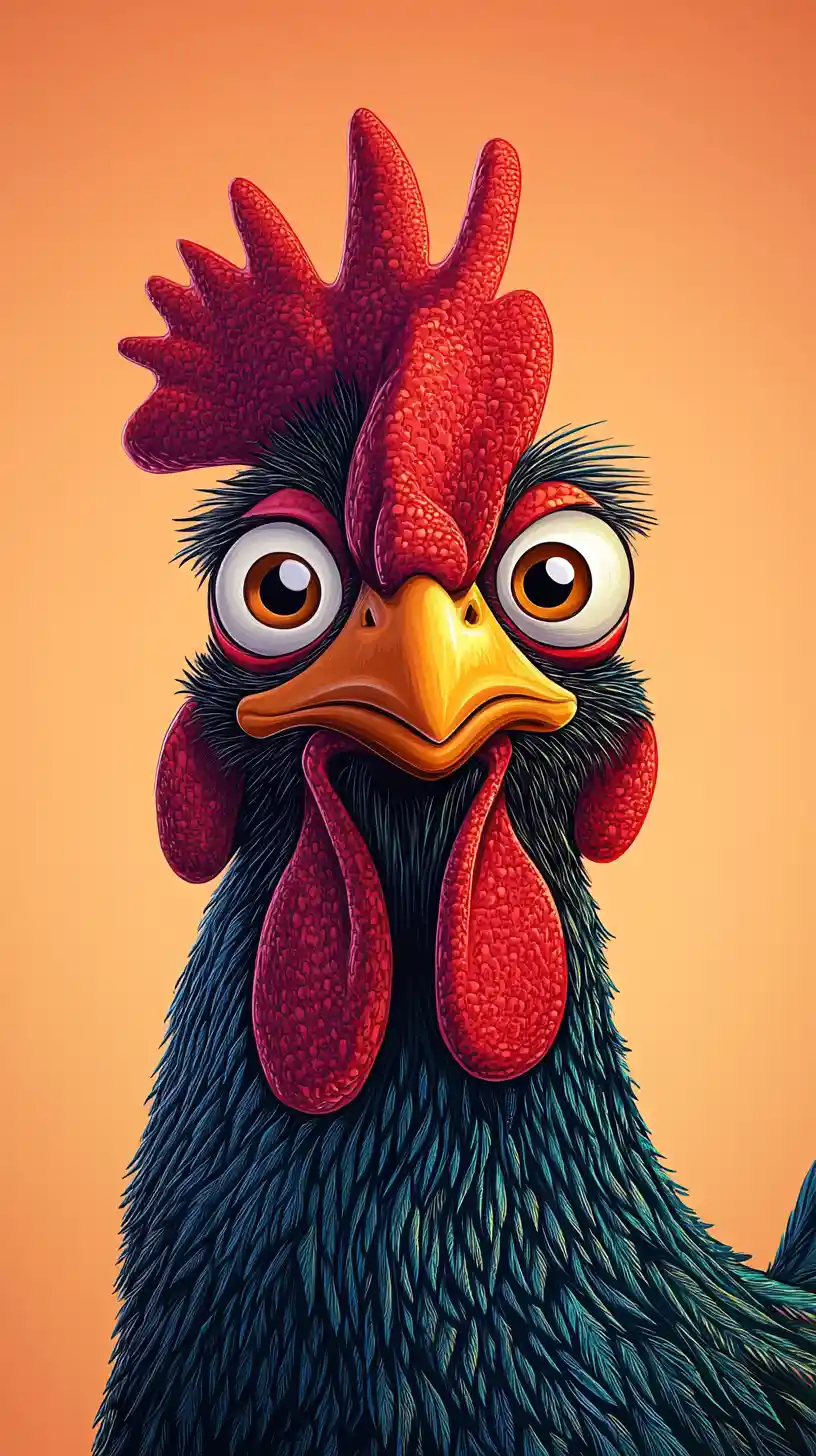 Confident cartoon rooster portrait with playful attitude