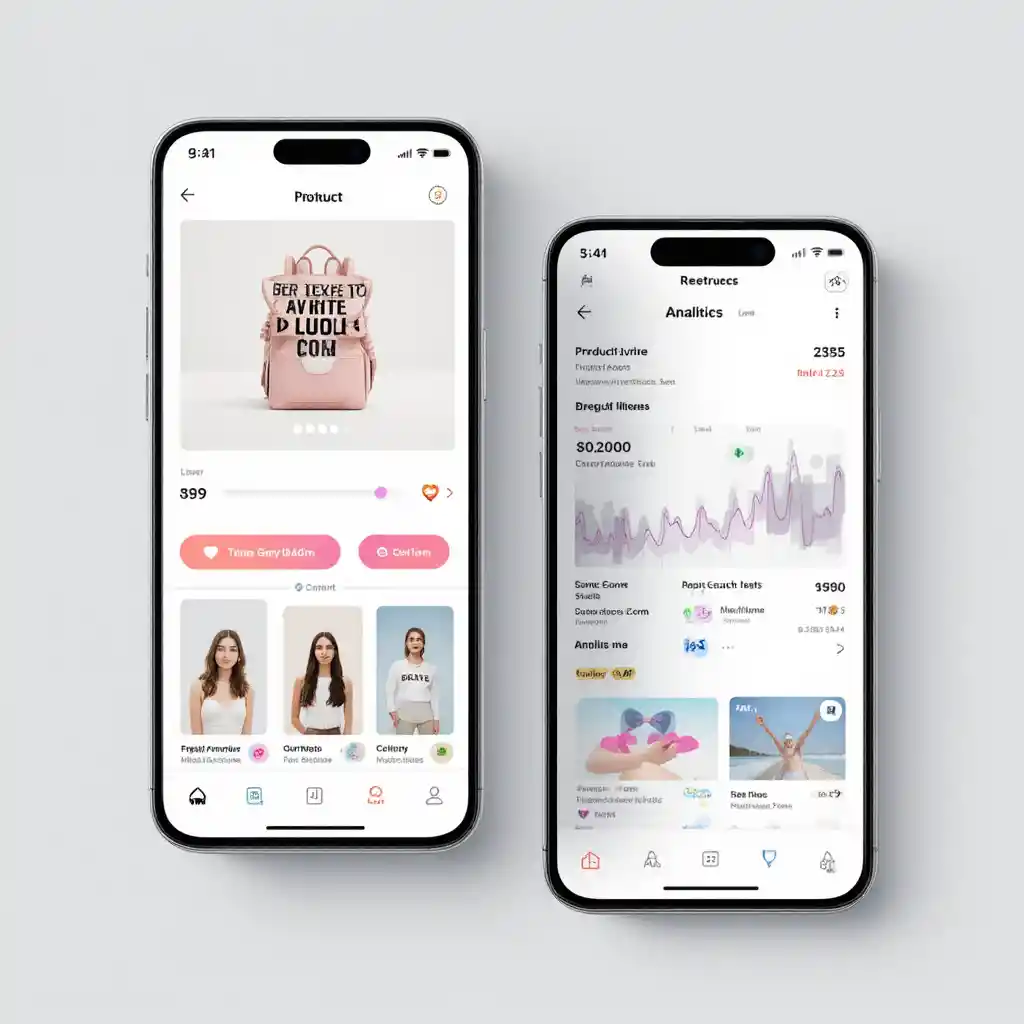 Modern social media affiliate marketing mobile app interface