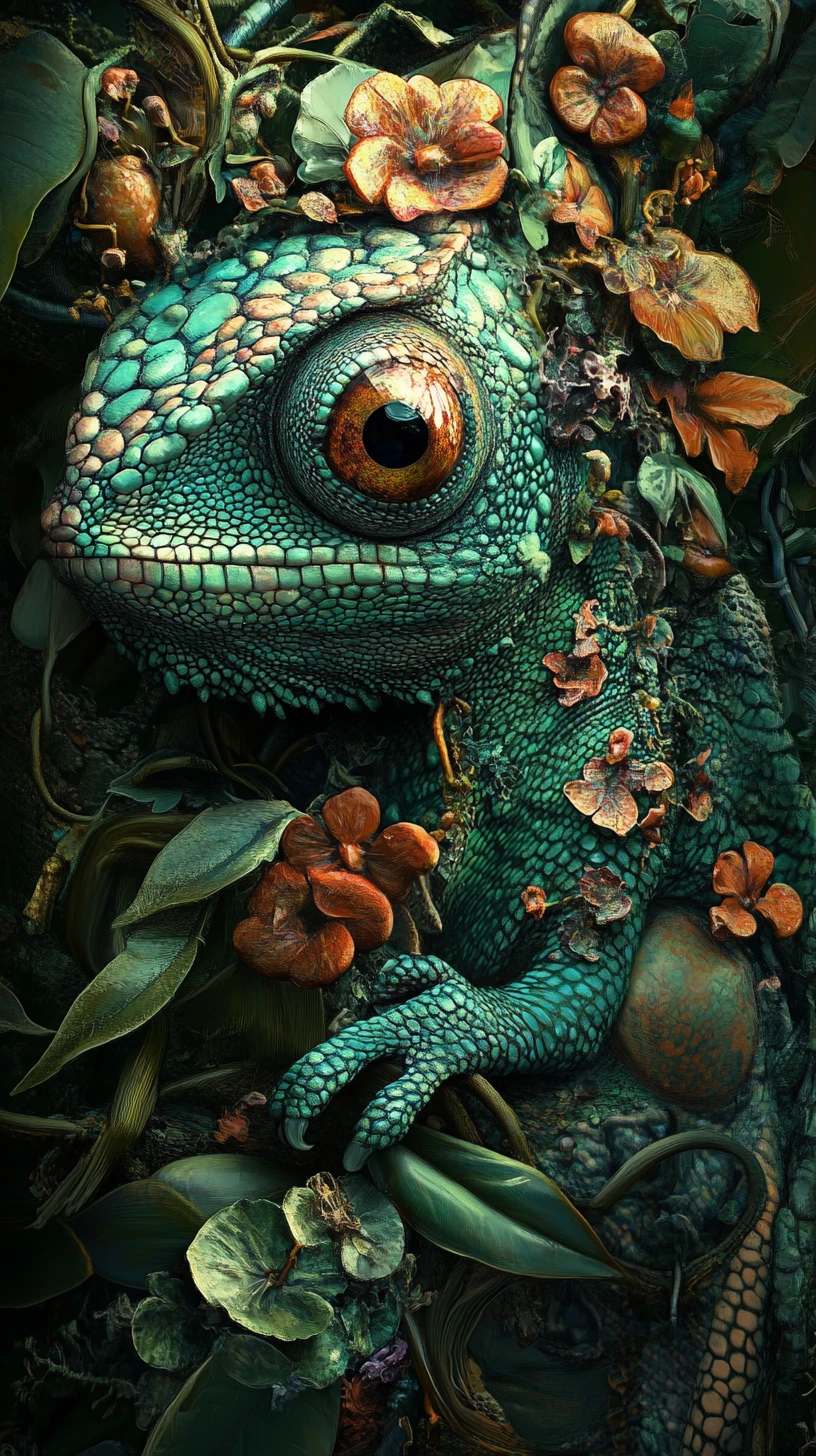 Surreal chameleon illusion in a strange shifting scene