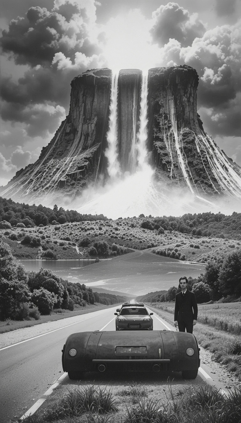 Car speeding toward the edge of a steep cliff