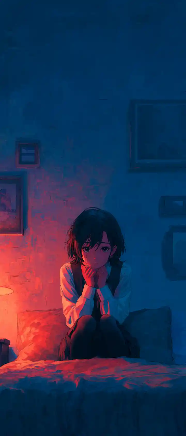 침실 벽 너머를 쓸쓸히 엿듣는 뱀파이어 여학생
