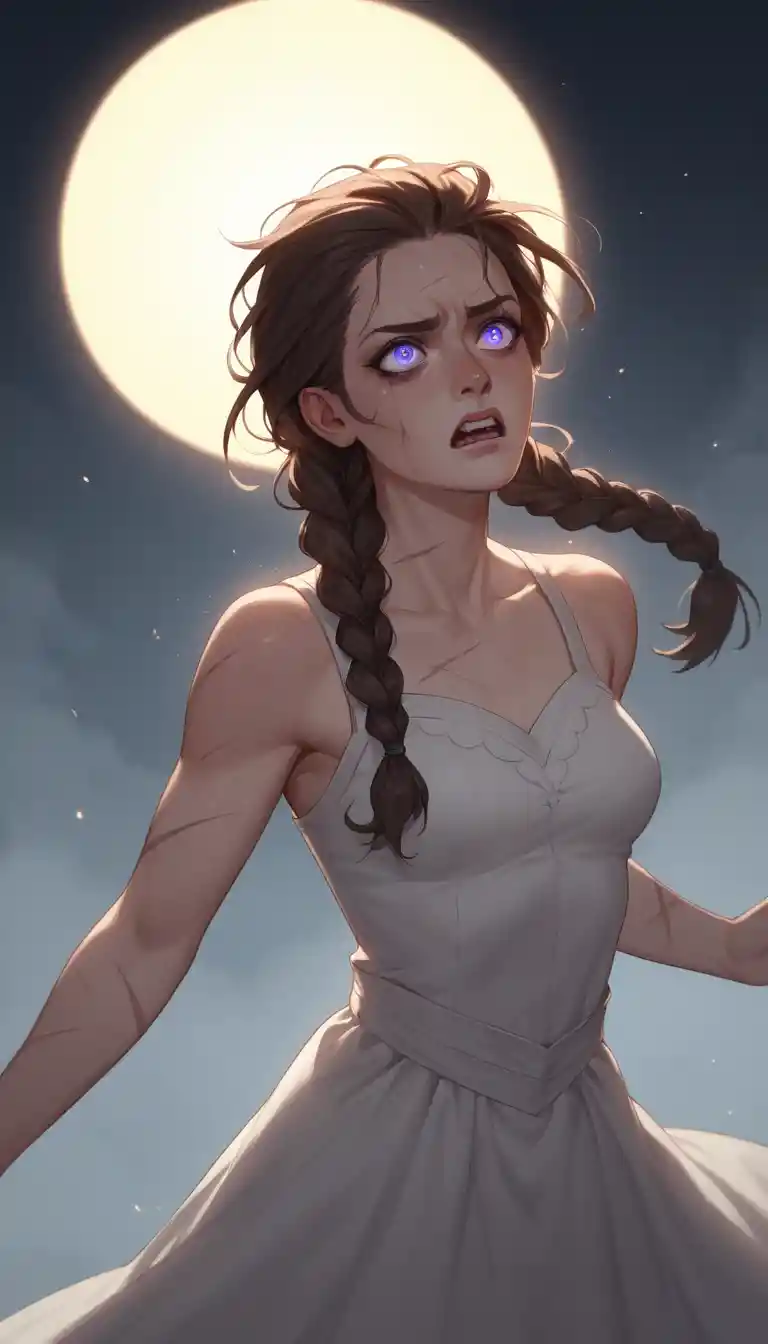 Young woman in dim light bearing scars and sorrow