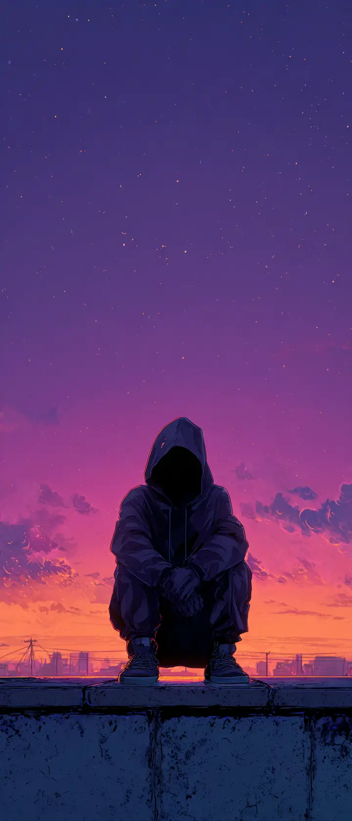 Teenage boy on rooftop watching toxic glowing horizon