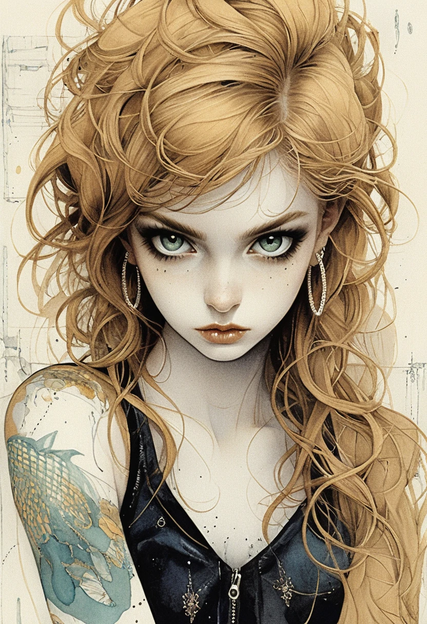Retrato de jovem mulher ruiva contra parede azul texturizada