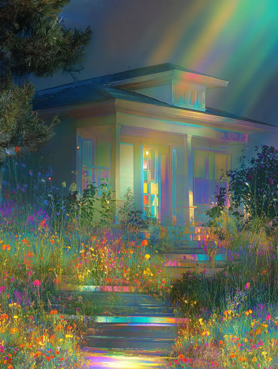Iridescent Piano Shaped House In A Fantasy Garden